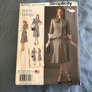 Simplicity 1940s Vintage Gray A-Line Skirt uncut new multi sized